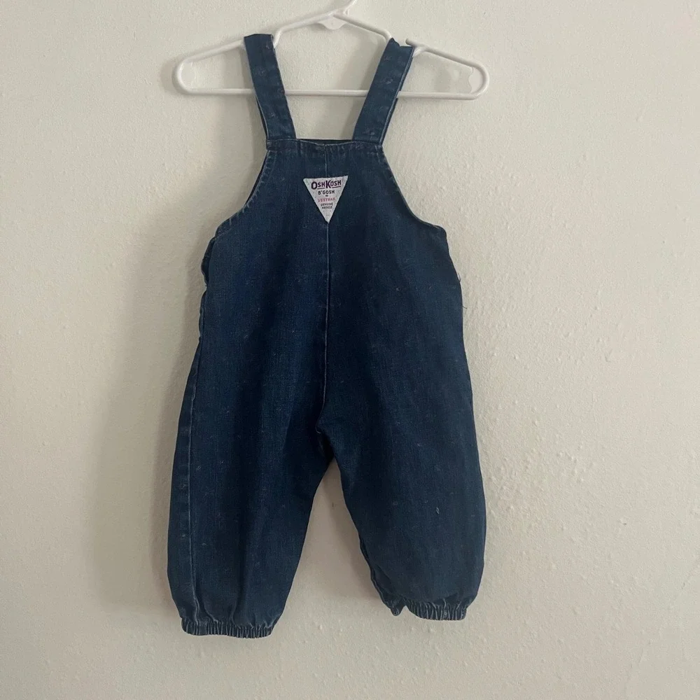 Vintage OshKosh B'gosh Denim Purple Floral Vestbak Snap Overalls 6/9 Months RARE